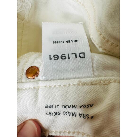 DL1961 Off-White Denim Cotton Blend Asra Ecru Maxi Skirt Size 27 - Picture 12 of 16